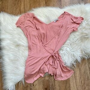 FASHION NOVA | Pink Short Sleeve Wrap Top